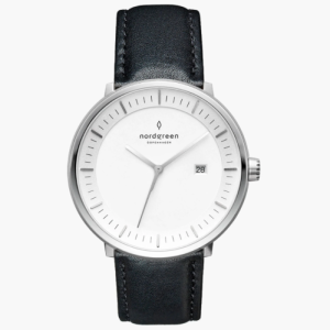 Nordgreen Unisex Quartz Black Leather Strap White Dial 40mm Watch PH40SILEBLXX