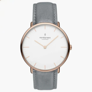 Nordgreen Unisex Quartz Grey Leather Strap White Dial 36mm Watch NR36RGLEGRXX