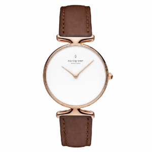 Nordgreen Women’s Quartz Brown Leather Strap White Dial 28mm Watch UN28RGLEBRXX