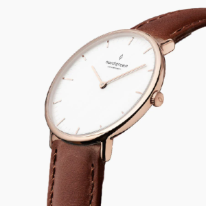 Nordgreen Unisex Quartz Brown Leather Strap White Dial 36mm Watch NR36RGLEBRXX
