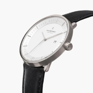 Nordgreen Unisex Quartz Black Leather Strap White Dial 36mm Watch PH36SILEBLXX
