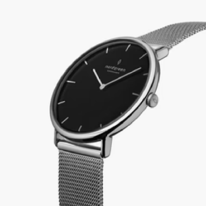 Nordgreen Unisex Quartz Silver Stainless Steel Black Dial 40mm Watch NR40SIMESIBL