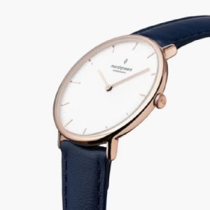 Nordgreen Women’s Quartz Blue Leather Strap White Dial 32mm Watch NR32RGLENAXX