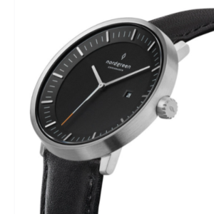 Nordgreen Men’s Quartz Black Leather Strap Black Dial 40mm Watch PH40SILEBLBLCH