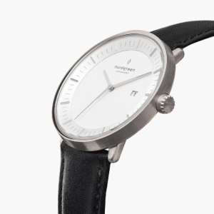 Nordgreen Unisex Quartz Black Leather Strap White Dial 40mm Watch PH40SILEBLXX
