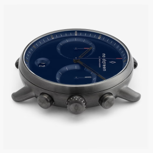 Nordgreen Men’s Chronograph Quartz Grey Stainless Steel Navy Blue Dial 42mm Watch PI42GM3LGUNA
