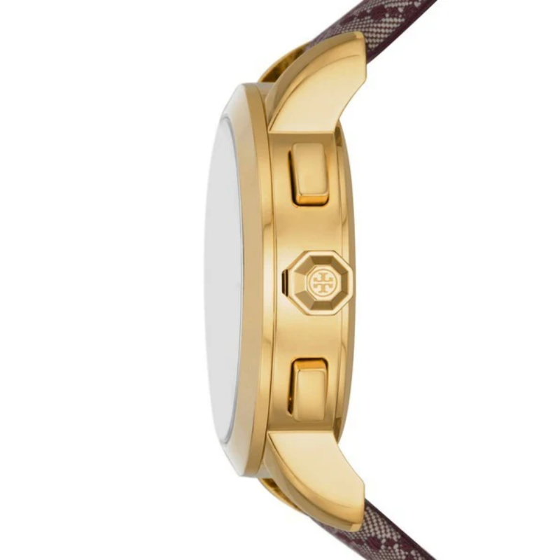 Tory Burch Women’s Quartz Jacquard Leather Strap Beige Dial 37mm Watch TBW1051 - Image 2