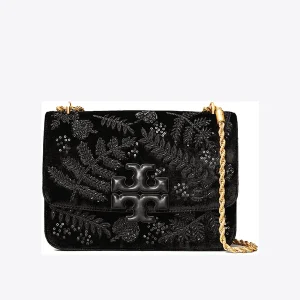 TORY BURCH Eleanor Velvet Embellished Convertible Chain Shoulder Bag (Size: L19cm, W6.5cm, H13.5cm) 192485689167