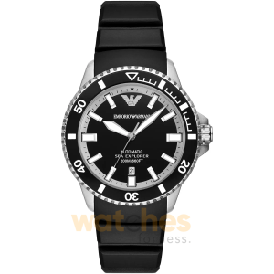 Emporio Armani Men’s Automatic Black Silicone Strap Black Dial 42mm Watch AR60078