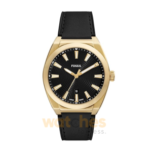 Fossil Men’s Quartz Black Leather Strap Black Dial 42mm Watch FS6089 (Without Tag)