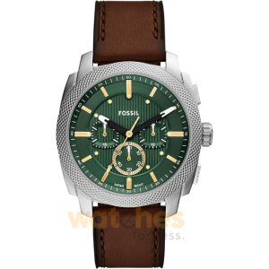 Fossil Men’s Chronograph Quartz Brown Leather Strap Green Dial 44mm Watch FS6100 (Without Tag)