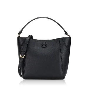 Tory Burch Mcgraw Small Bucket Bag Black (Size: L18.5cm, W11cm, H20cm) 1585000624001