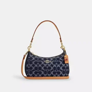 Coach Teri Signature Denim Shoulder Bag (Size: L24.1cm, H315.2cm, W7.6cm) CAF82