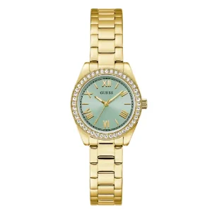 Guess Women’s Quartz Gold Stainless Steel Light Green Dial 30mm Watch GW0841L5