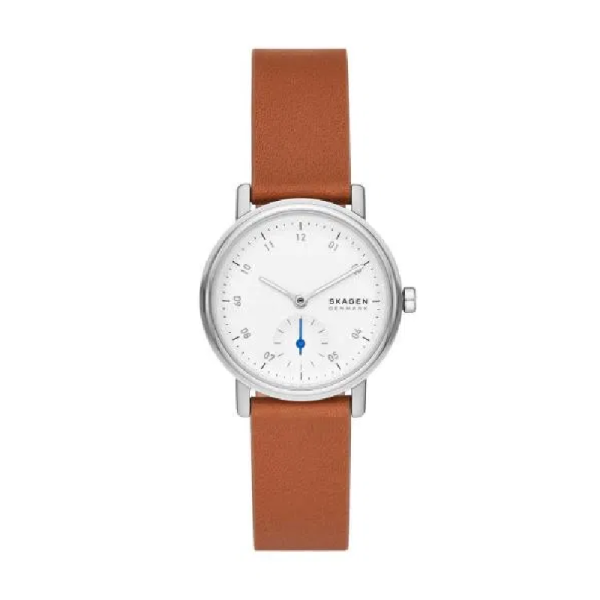 Skagen Women’s Quartz Brown Leather Strap White Dial 32mm Watch SKW3103 (Shelf Leftover)