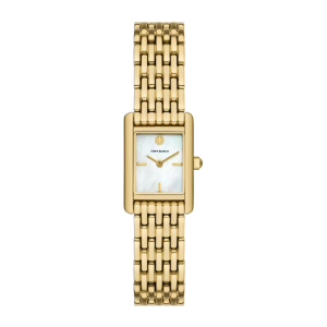 Tory Burch Women’s Quartz Gold Stainless Steel Mother Of Pearl Dial 19mm Watch TBW1082