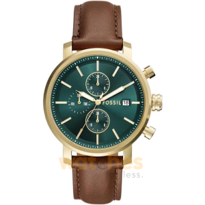 Fossil Men’s Chronograph Quartz Brown Leather Strap Green Dial 43mm Watch BQ2892 (Without Tag)
