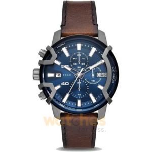 Diesel Men’s Quartz Brown Leather Strap Blue Dial 42mm Watch DZ4604 (Without Tag)