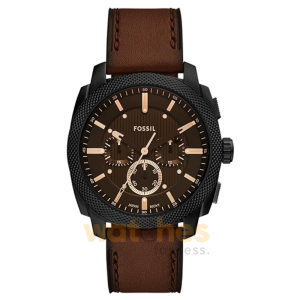 Fossil Men’s Chronograph Quartz Brown Leather Strap Brown Dial 42mm Watch FS6102 (Without Tag)