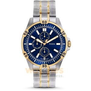 Fossil Men’s Quartz Two-Tone Stainless Steel Blue Dial 44mm Watch FS6146 (Without Tag)