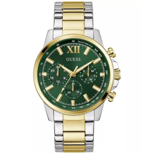 Guess Men’s Quartz Two Tone Stainless Steel Green Dial 44mm Watch GW0900G5
