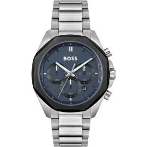 Hugo Boss Men’s Chronograph Quartz Silver Stainless Steel Navy Blue Dial 42mm Watch 1514015