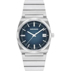 Movado Unisex Quartz Swiss Made Silver Stainless Steel Blue Dial 36mm Watch 3650215