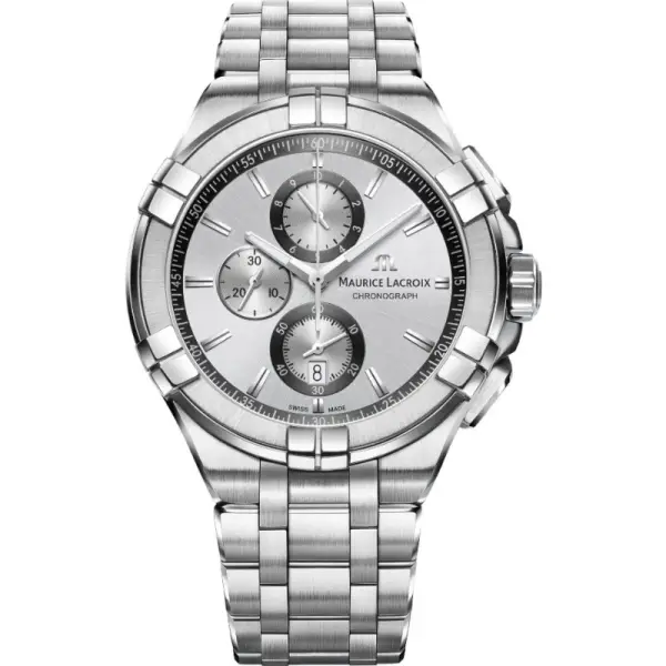 Maurice Lacroix Men’s Quartz Swiss Made Silver Stainless Steel Silver Dial 44mm Watch AI1018-SS002-130-1