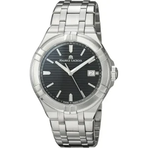 Maurice Lacroix Men’s Quartz Swiss Made Silver Stainless Steel Black Dial 42mm Watch AI1008-SS002-332-1