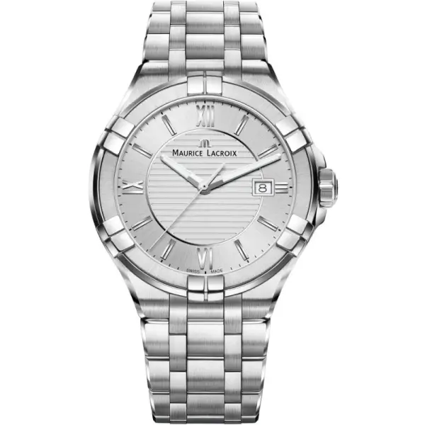 Maurice Lacroix Men’s Quartz Swiss Made Silver Stainless Steel Silver Dial 42mm Watch AI1008-SS002-130-1