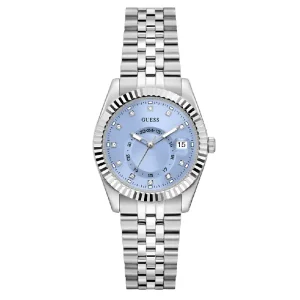 Guess Women’s Quartz Silver Stainless Steel Ice Blue Dial 34mm Watch GW0936L1