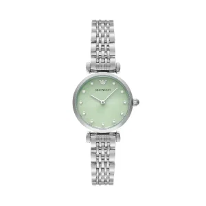 Emporio Armani Women’s Quartz Silver Stainless Steel Light Green Dial 28mm Watch AR11667