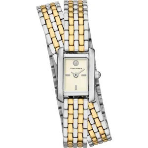 Tory Burch Women’s Quartz Two-Tone Stainless Steel Cream Dial 19mm Watch TBW1093 (Shelf Leftover)
