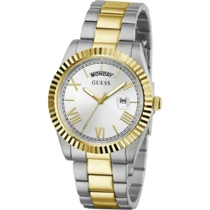 Guess Men’s Quartz Two Tone Stainless Steel Silver Dial 42mm Watch GW0265G17