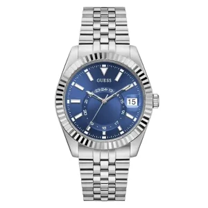 Guess Men’s Quartz Silver Stainless Steel Blue Dial 42mm Watch GW0977G1