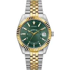 Guess Men’s Quartz Two Tone Stainless Steel Green Dial 42mm Watch GW0977G4