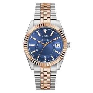 Guess Men’s Quartz Two Tone Stainless Steel Blue Dial 42mm Watch GW0977G5