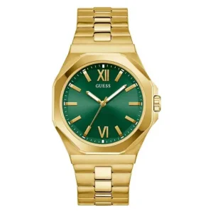 Guess Men’s Quartz Gold Stainless Steel Green Dial 42mm Watch GW0849G2