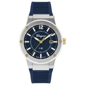 Ferragamo Men’s Swiss Made Quartz Blue Silicone Strap Blue Dial 44mm Watch SFHY01122 (Without Tag)