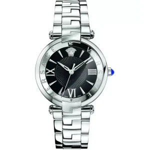 Versace Women’s Quartz Swiss Made Silver Stainless Steel Black Dial 35mm Watch VAI040016 (Without Tag)