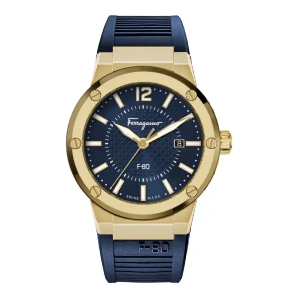 Ferragamo Men’s Swiss Made Quartz Blue Silicone Strap Blue Dial 44mm Watch SFHY00421 (Without Tag)