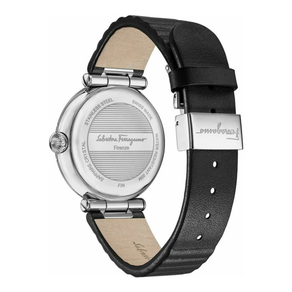 Ferragamo Women’s Swiss Made Quartz Black Leather Strap Black Dial 36mm Watch FIN010015 (Without Tag) - Image 2
