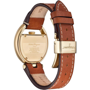 Alternative view of Ferragamo Women’s Swiss Made Quartz Brown Leather Strap Beige Dial 37mm Watch FG5020014 (Without Tag)