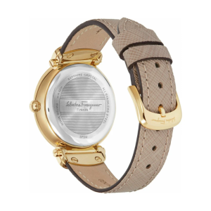 Alternative view of Ferragamo Women’s Swiss Made Quartz Beige Leather Strap Mother Of Pearl Dial 34mm Watch SFDM00318 (Without Tag)
