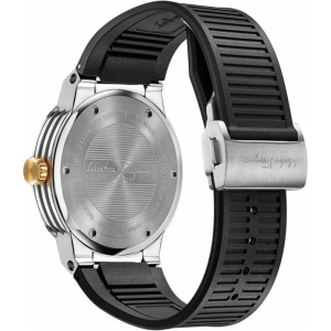  Ferragamo Men’s Swiss Made Quartz Black Silicone Strap Black Dial 44mm Watch FIF010015 (Shelf Leftover)