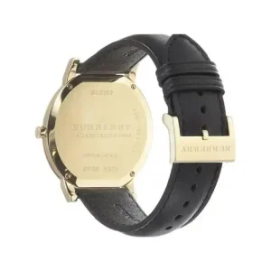Burberry Men’s Swiss Made Quartz Black Leather Strap White Dial 40mm Watch BU2353 (Without Tag)