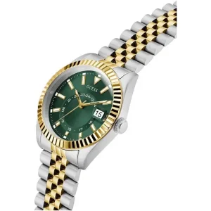Guess Men’s Quartz Two Tone Stainless Steel Green Dial 42mm Watch GW0977G4