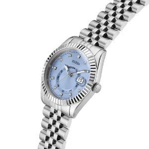 Guess Women’s Quartz Silver Stainless Steel Ice Blue Dial 34mm Watch GW0936L1