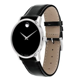 Movado Men’s Quartz Swiss Made Leather Strap Black Dial 40mm Watch 0607269 (Without Tag)