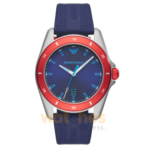 Emporio Armani Men's Quartz Blue Silicone Strap Blue Dial 44mm Watch AR11217